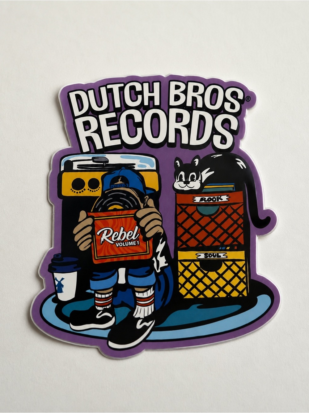 New Dutch Bros Sticker Rebel Records Design